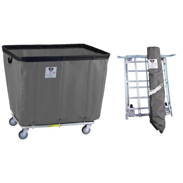 R&B Wire Products 406KDC-ANTI-GRY 6 Bushel UPS & FEDEX ABLE Antimicrobial Vinyl Basket Truck All Swivel Casters; Gray - 31 x 21 x 26.5 in. 406KDC/ANTI/GRY - main